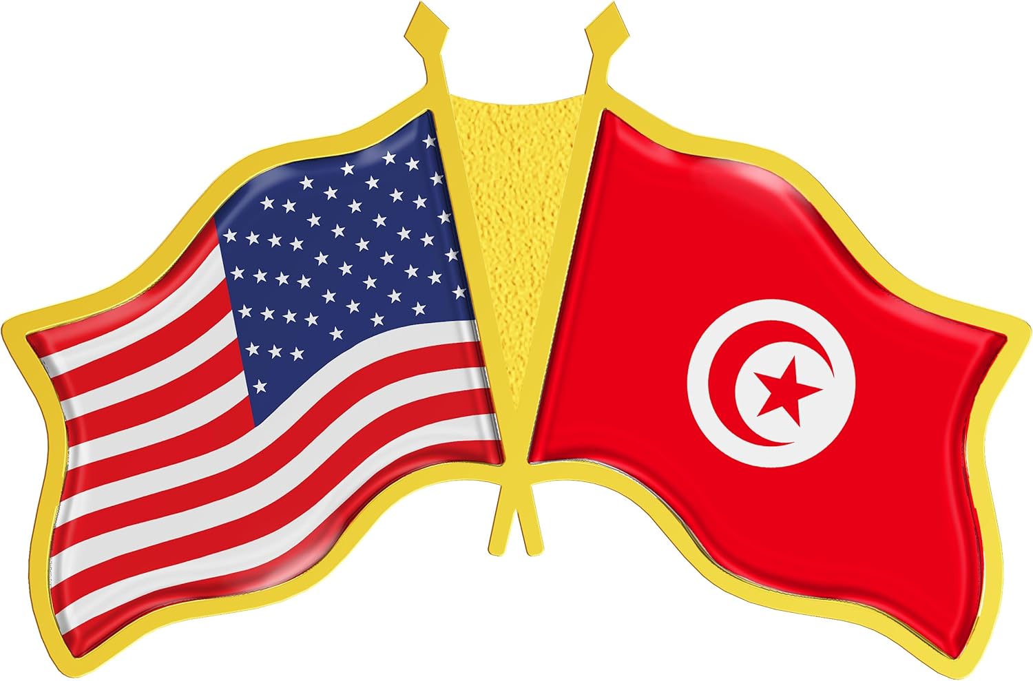 USA × Tunisia Crossed Flag Pin