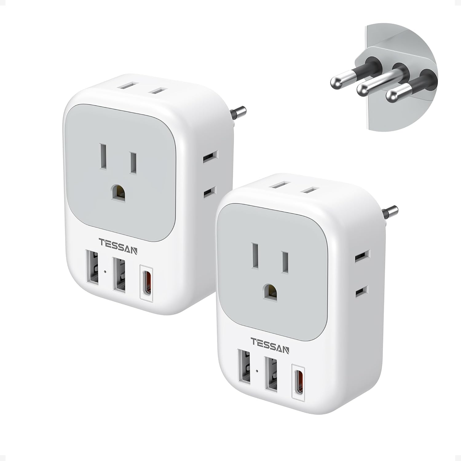 TESSAN Travel Power Adapter (2-Pack)