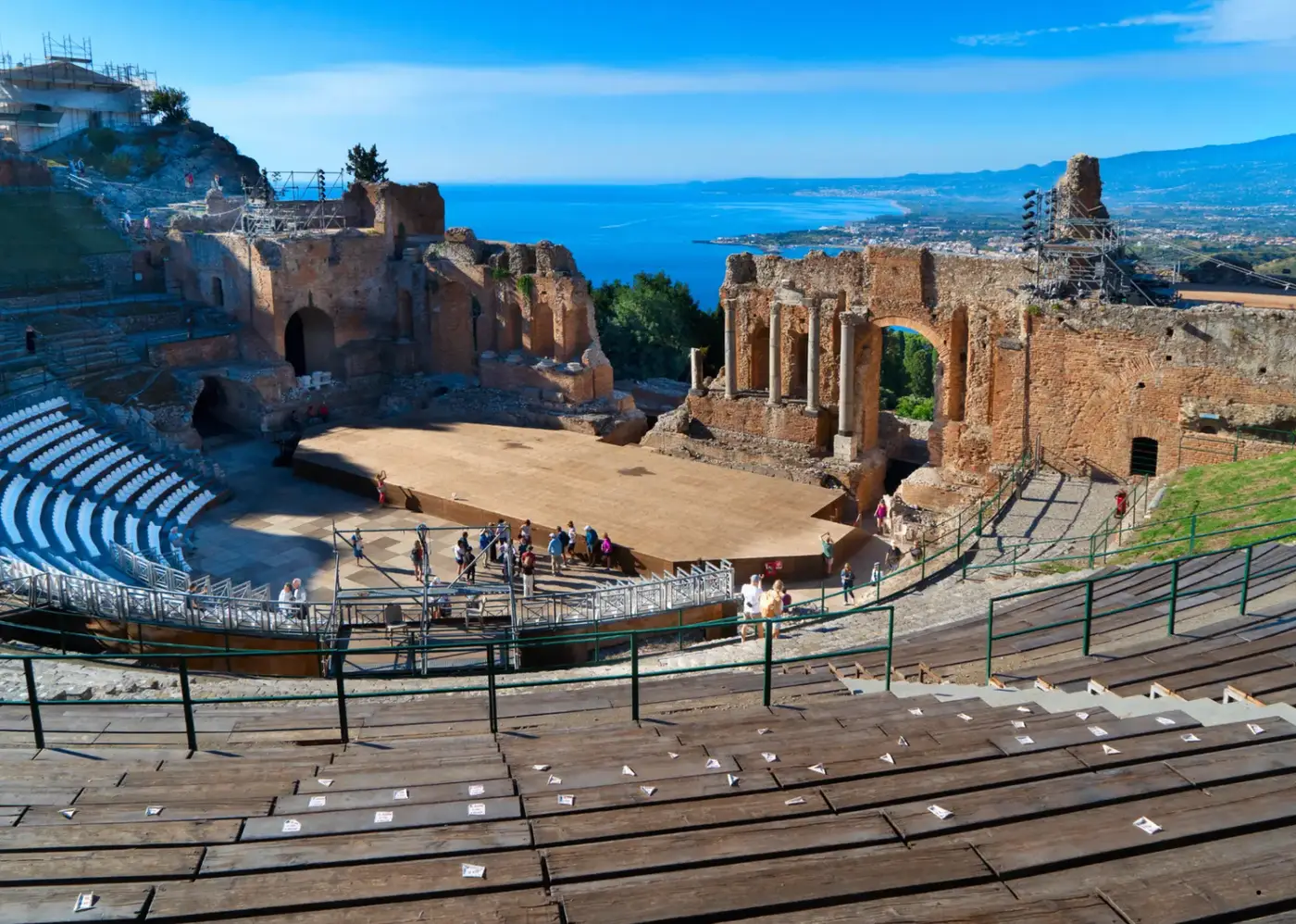 Ancient Roman amphitheatre stage by the sea, Carthage Festival venue