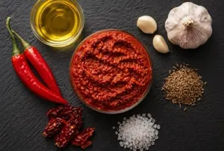 Tunisian harissa paste with dried chillies, garlic and cumin