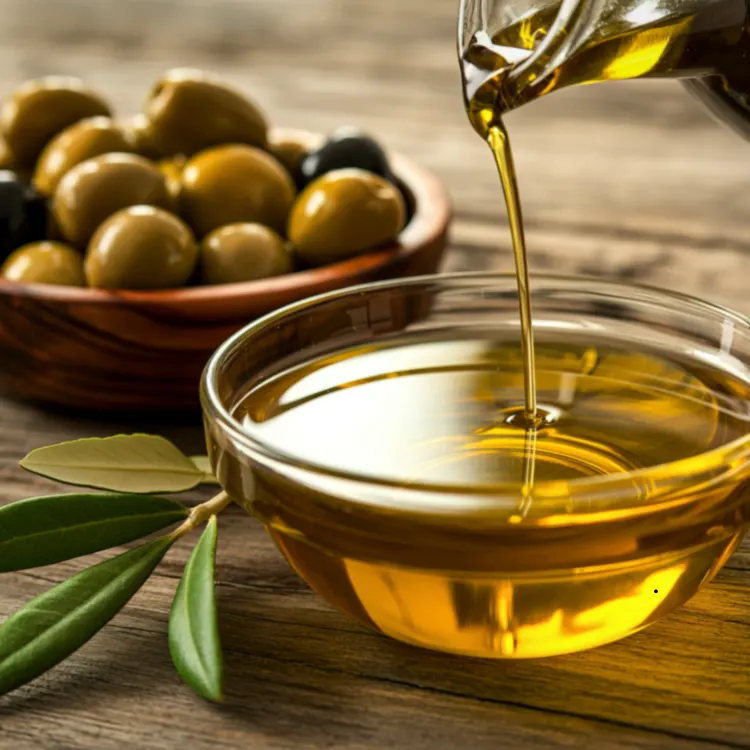 Fresh Tunisian olive oil with crusty bread, in an olive grove
