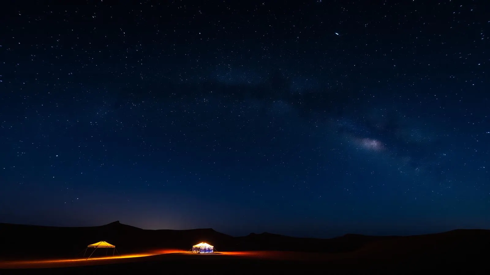 The Milky Way over a Sahara camp