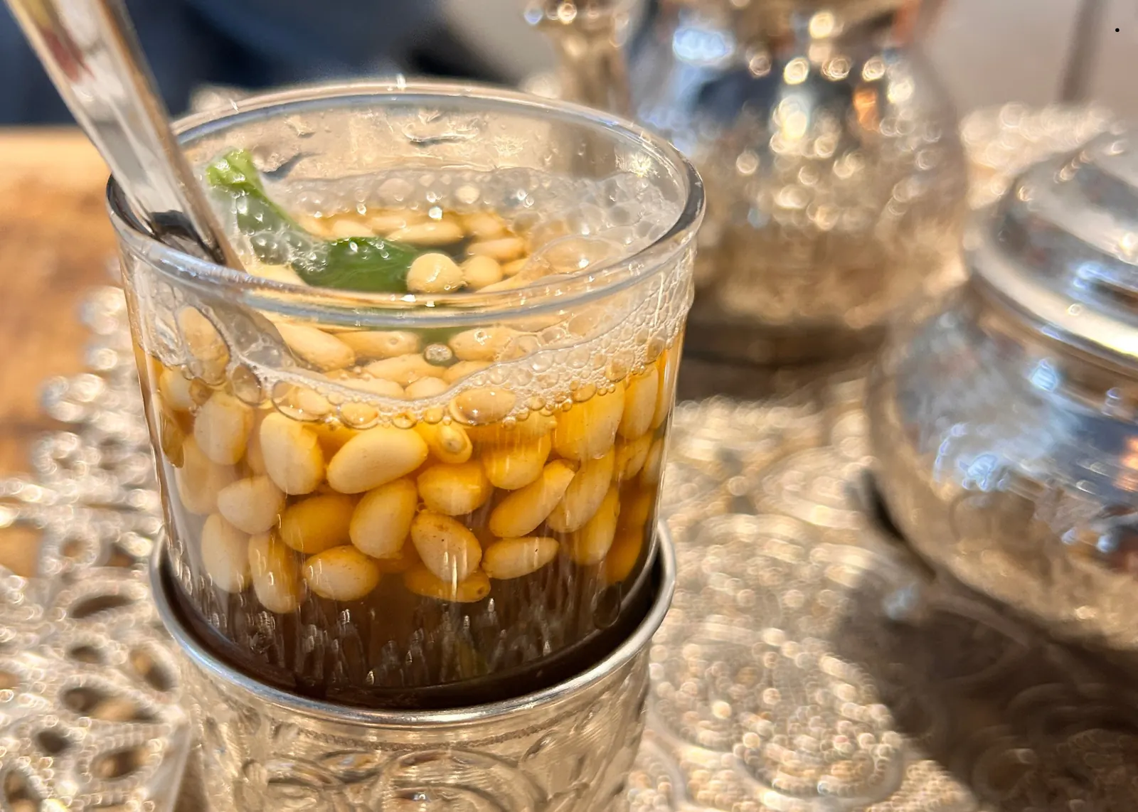 Tunisian mint tea poured from a height