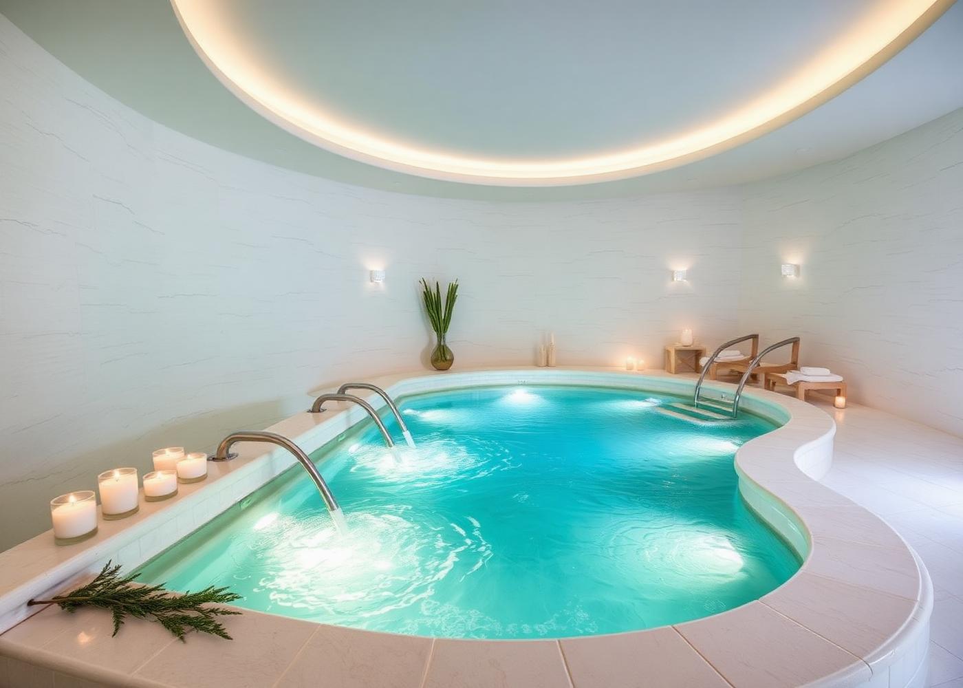A heated seawater hydromassage pool