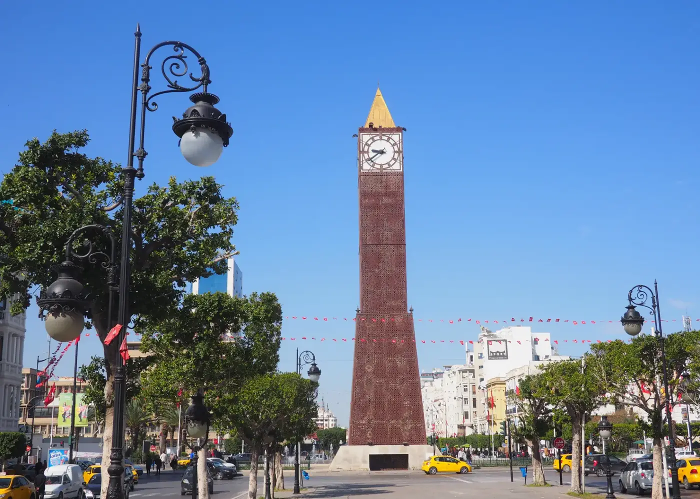 Tunis clock tower on Avenue Habib Bourguiba — the heart of the capital