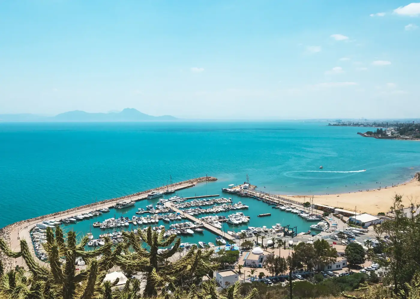 Tunis port at sunset